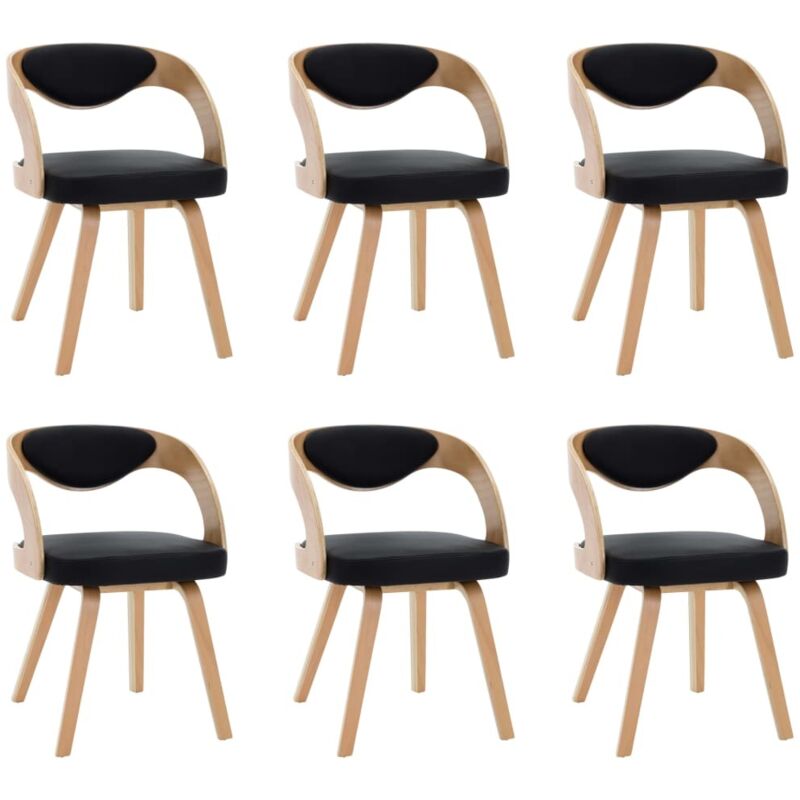 

vidaXL Madera Curvada Sillas de Comedor Cuero Sintético 6 Unidades Negro - Negro
