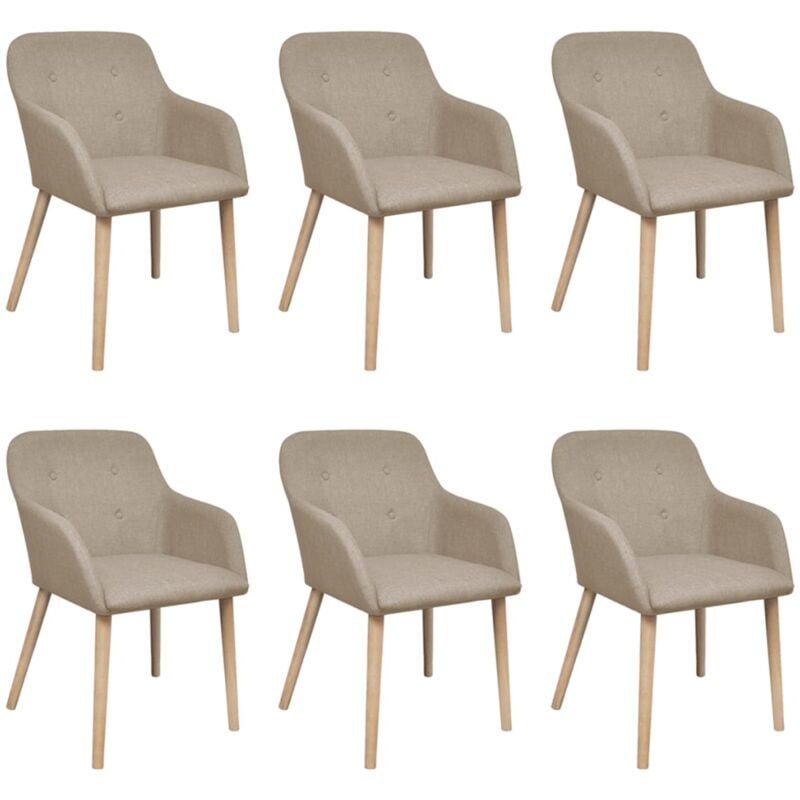

Madera Maciza de Roble Sillas de Comedor Tela Beige 6 Unidades - Beige - Vidaxl