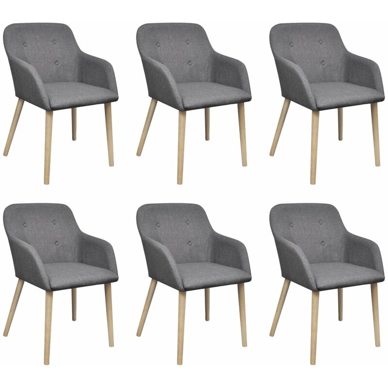 

Madera Maciza de Roble Sillas de Comedor Tela Gris Claro 6 Unidades - Gris - Vidaxl