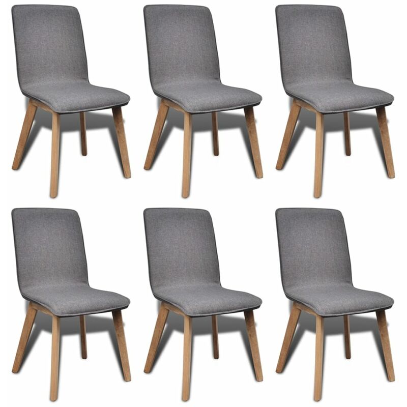 

Madera Maciza de Roble Sillas de Comedor Tela Gris 6 Unidades - Gris - Vidaxl