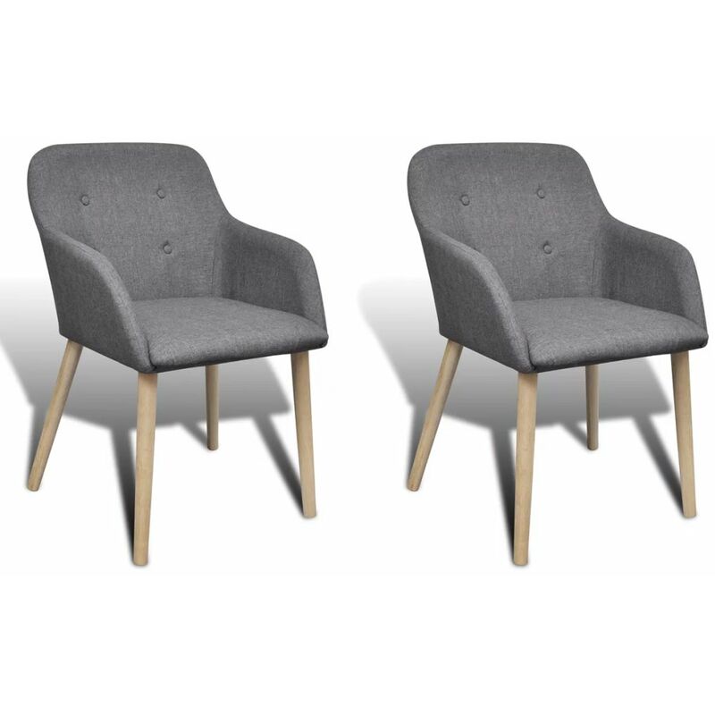 

Sillas de comedor 2 uds tela gris claro y madera maciza roble