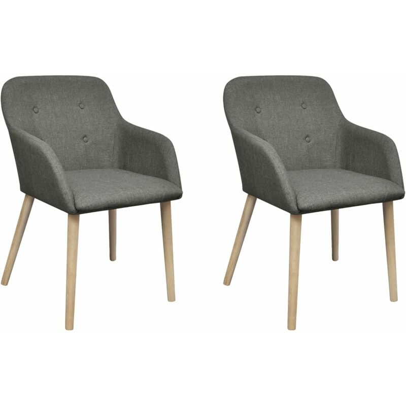 

Sillas de comedor 2 uds tela gris claro y madera maciza roble - Gris