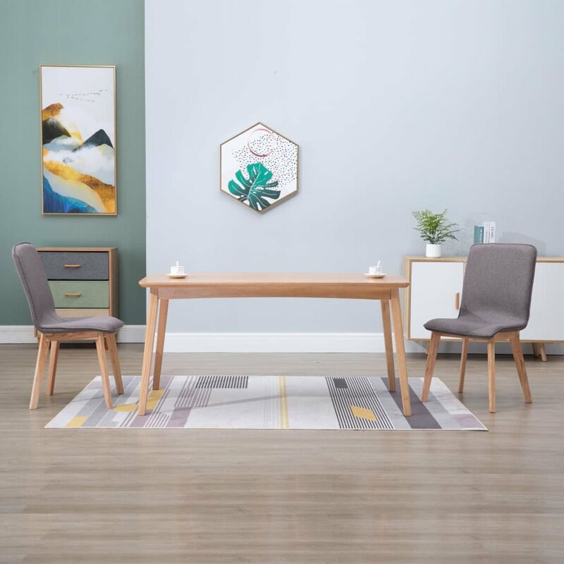 

Happyshopping - Sillas de comedor 2 uds tela gris topo y madera maciza de roble