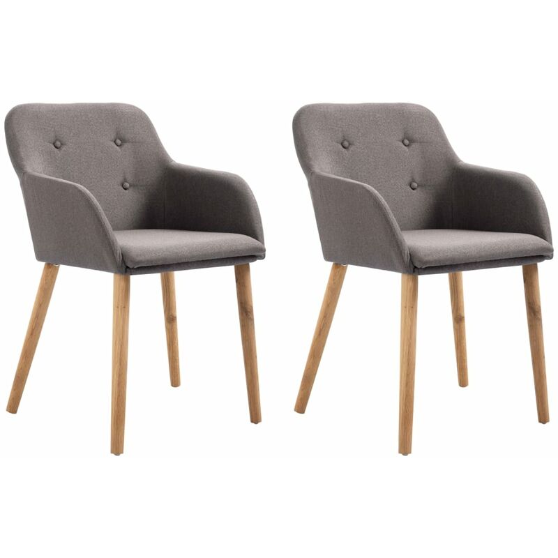 

Sillas de comedor 2 uds tela gris topo y madera maciza de roble