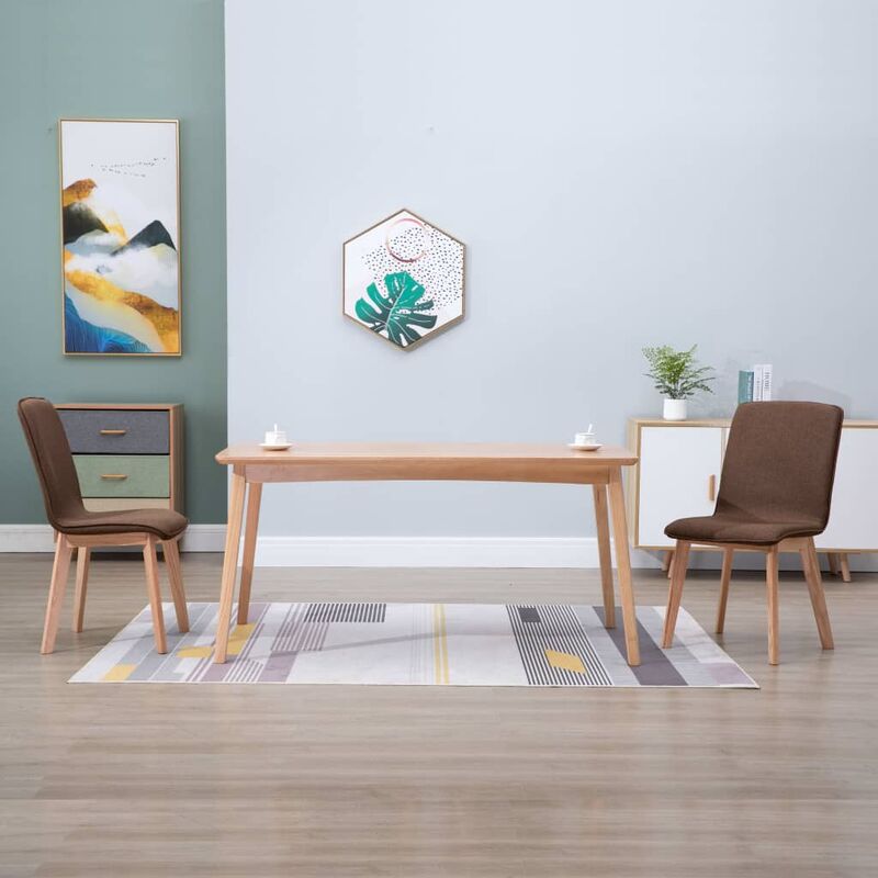 

Sillas de comedor 2 uds tela marrón y madera maciza de roble