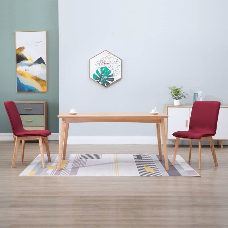 

Happyshopping - Sillas de comedor 2 uds tela roja y madera maciza de roble