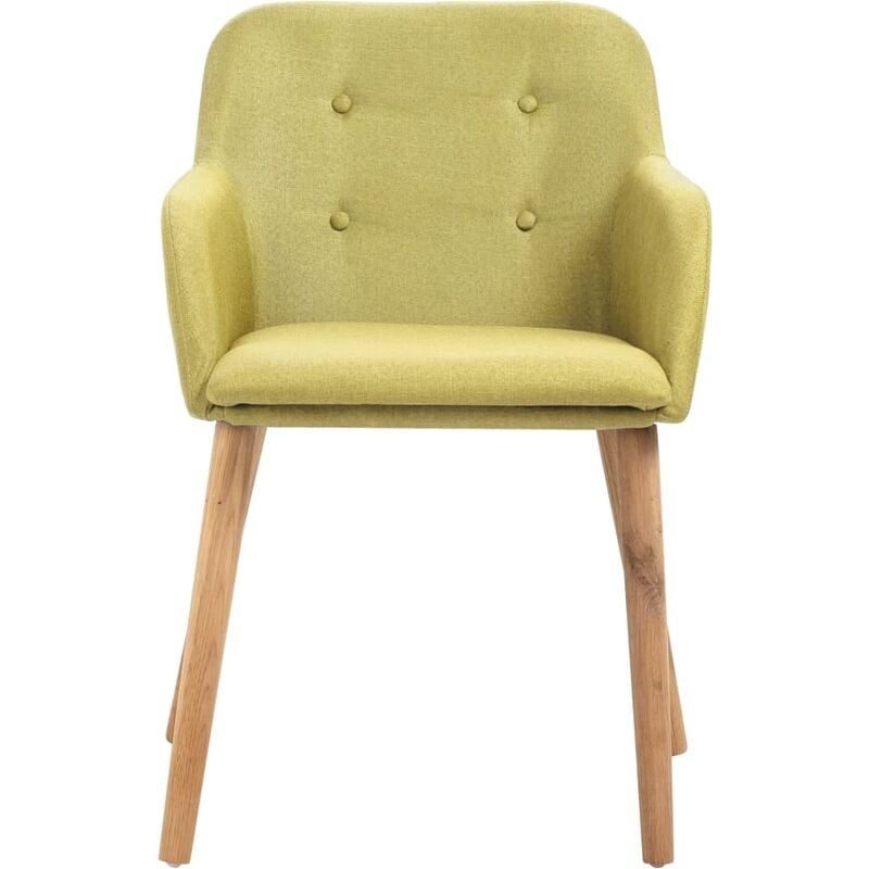 

Happyshopping - Sillas de comedor 2 uds tela verde y madera maciza de roble