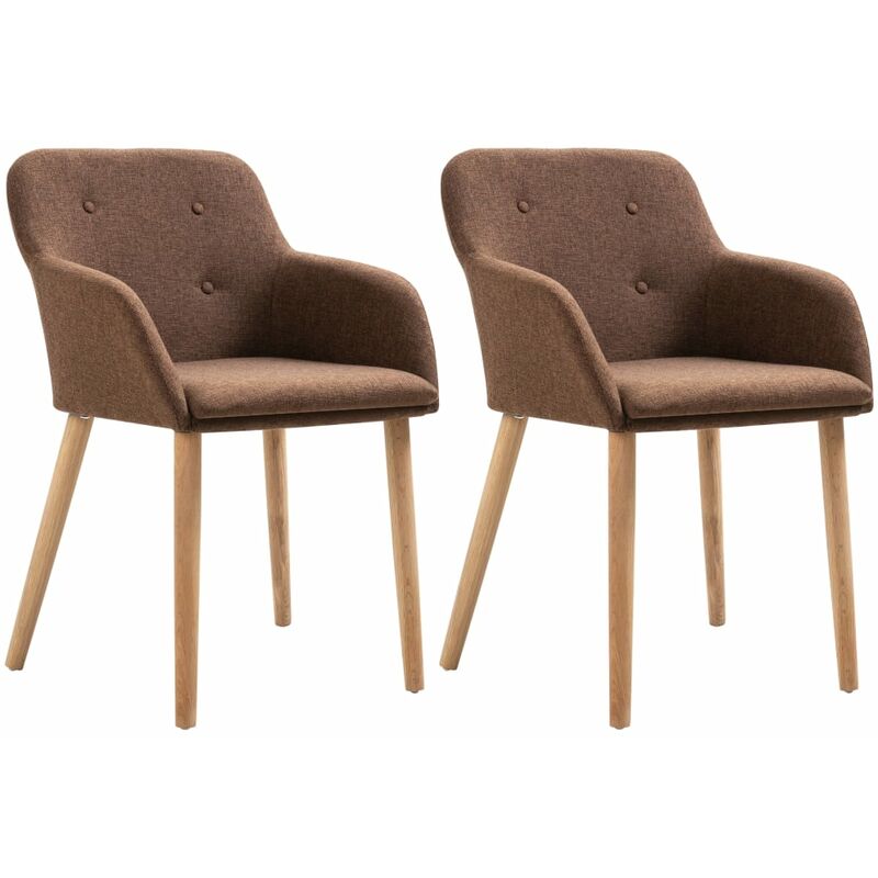 

Sillas de comedor 2 uds tela y madera maciza de roble marrón