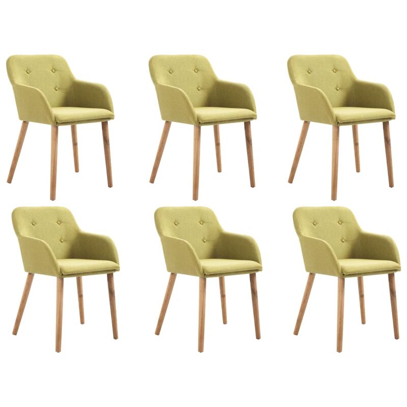 

Madera Maciza de Roble Sillas de Comedor Tela 6 Unidades Verde - Verde - Vidaxl