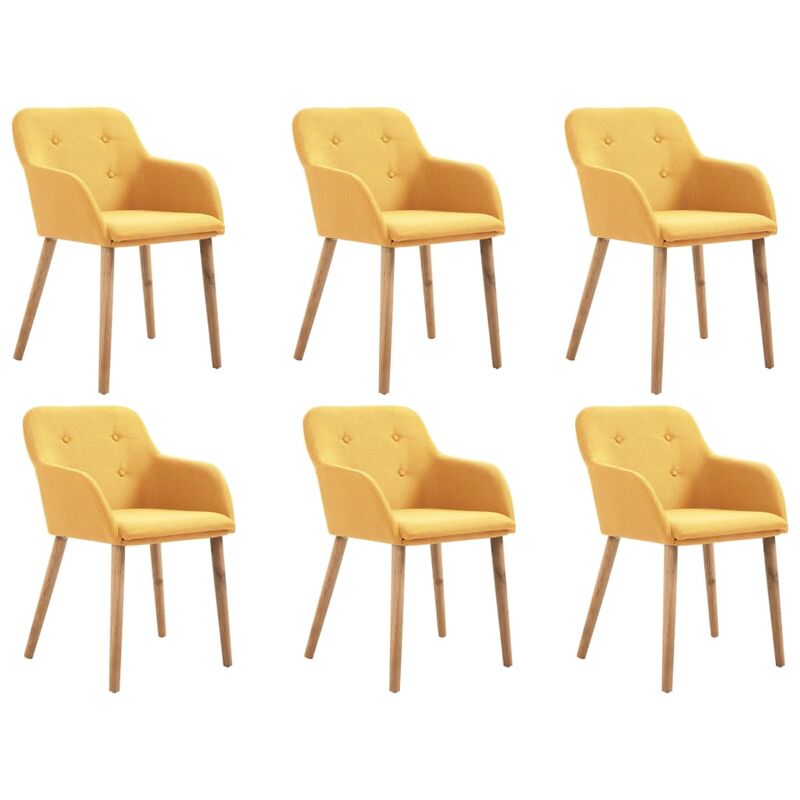 

Madera Maciza de Roble Sillas de Comedor Tela 6 Unidades Amarilla - Amarillo - Vidaxl