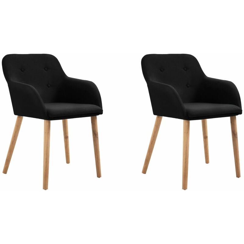 

Madera Maciza de Roble Sillas de Comedor Tela 2 Unidades Negra - Negro - Vidaxl