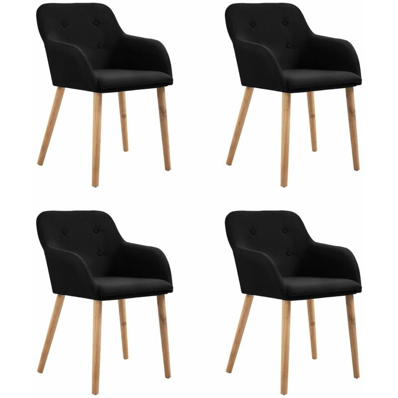 

Madera Maciza de Roble Sillas de Comedor Tela 4 Unidades Negra - Negro - Vidaxl