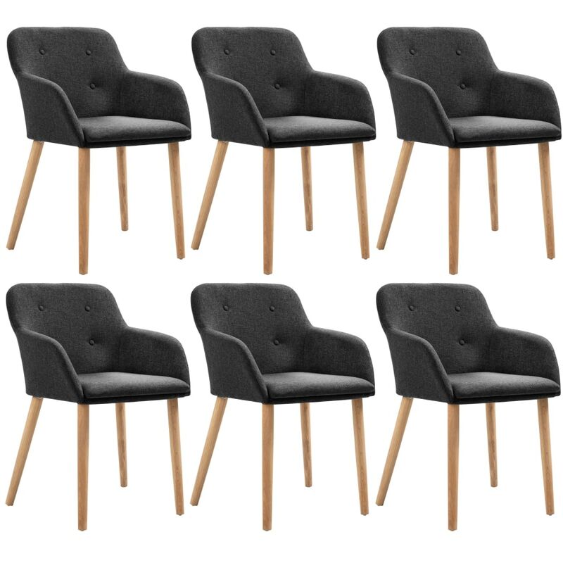 

Madera Maciza de Roble Sillas de Comedor Tela 6 Unidades Gris Oscuro - Gris - Vidaxl