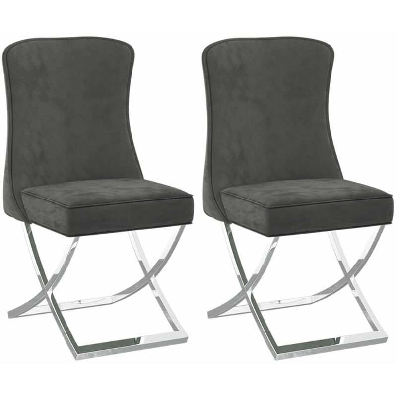 

Sillas de comedor 2 uds terciopelo acero inox gris 53x52x98 cm