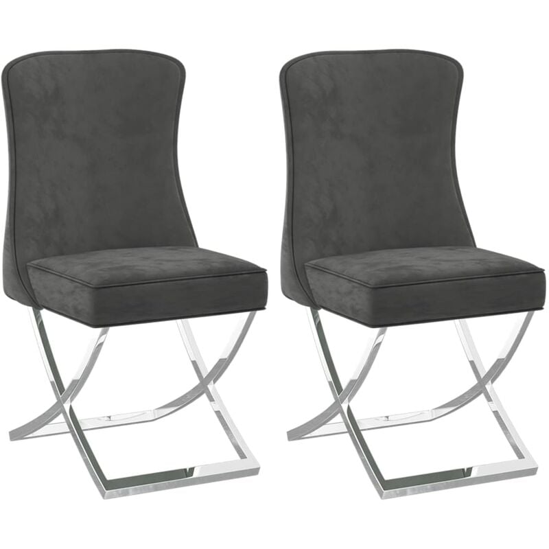 

BHD - Sillas de comedor 2 uds terciopelo acero inox gris 53x52x98 cm