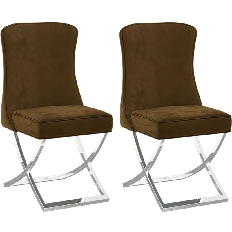 

Sillas de comedor 2 uds terciopelo acero inox marrón 53x52x98 cm