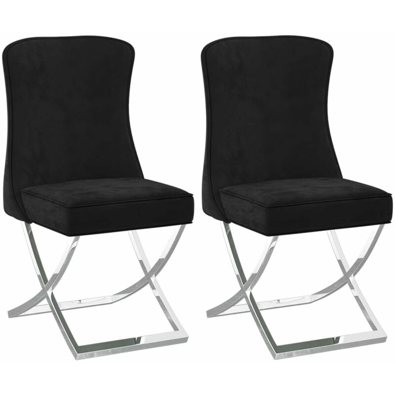 

Sillas de comedor 2 uds terciopelo acero inox negro 53x52x98 cm