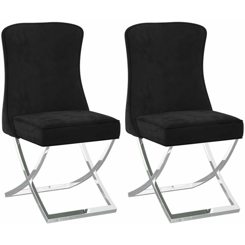 

Sillas de comedor 2 uds terciopelo acero inox negro 53x52x98 cm
