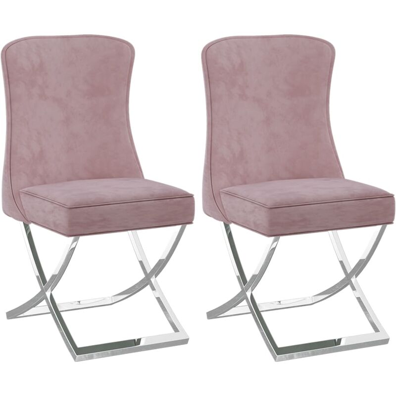 

Sillas de comedor 2 uds terciopelo acero inox rosa 53x52x98 cm