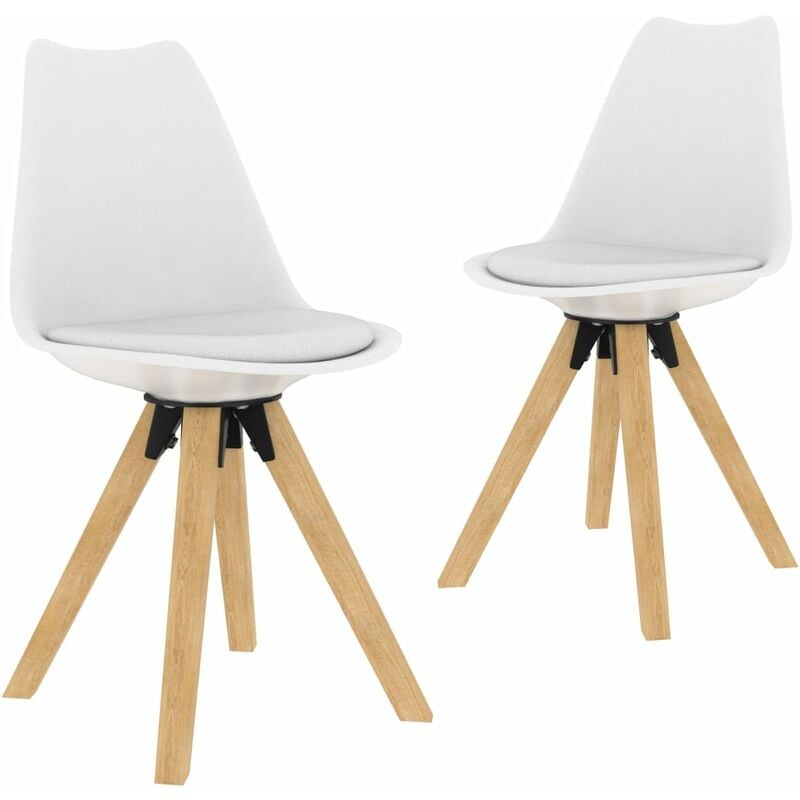

Sillas de comedor 2 unidades blanco PP y madera maciza de haya