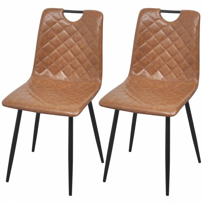 

Sillas de comedor 2 unidades cuero artificial marrón claro