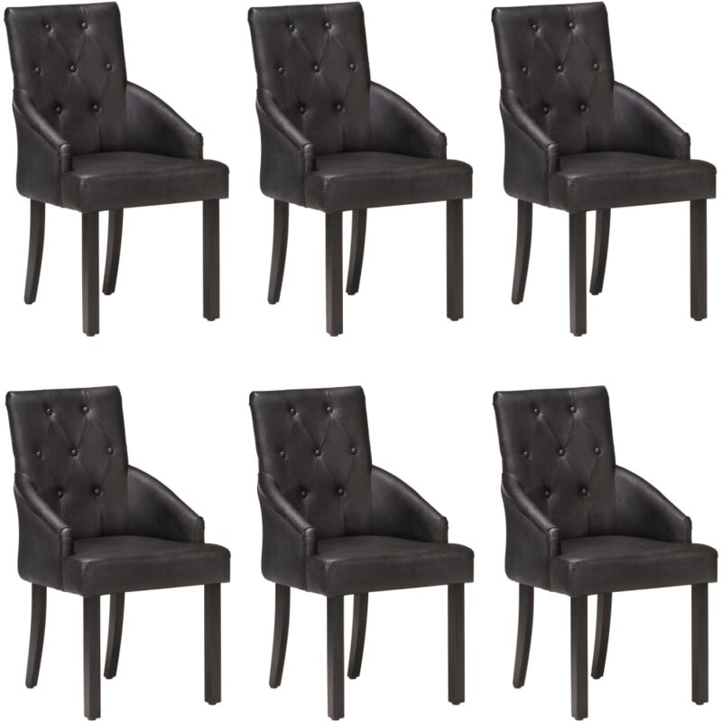 

Sillas de Comedor Cuero Auténtico de Cabra 6 Unidades Negro - Negro - Vidaxl