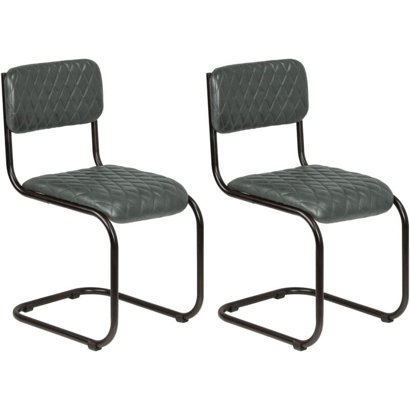 

Happyshopping - Sillas de comedor 2 unidades cuero autentico gris