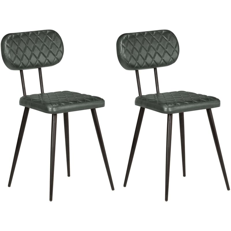 

Sillas de comedor 2 unidades cuero auténtico gris