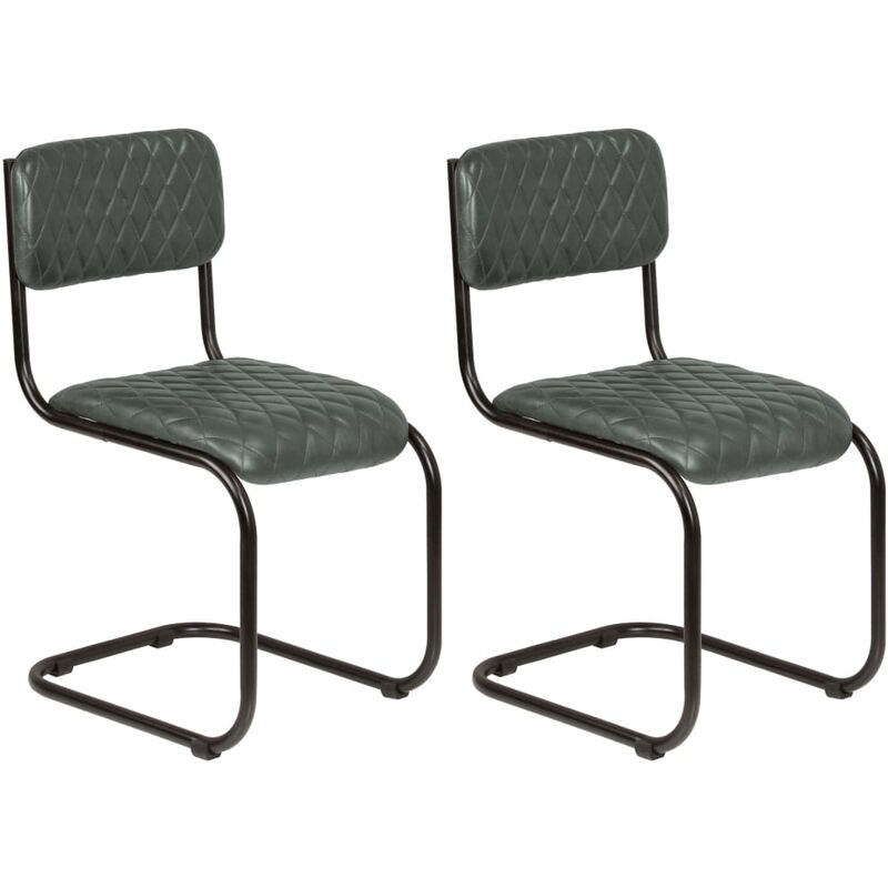 

Sillas de comedor 2 unidades cuero auténtico gris