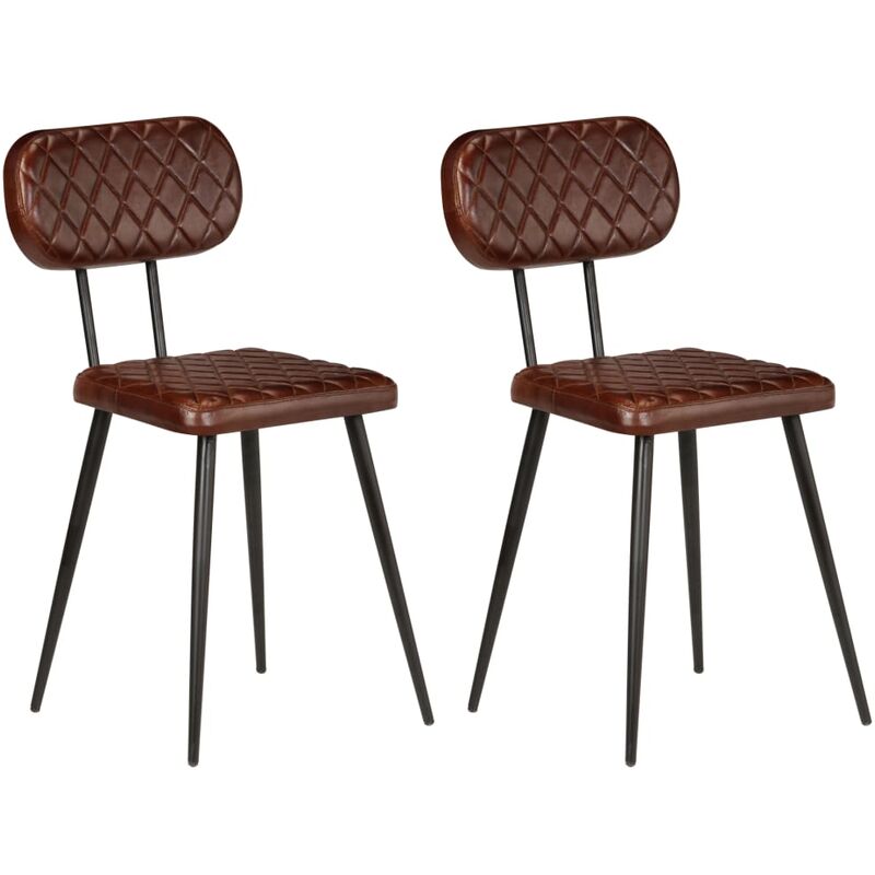 

vidaXL Sillas de Comedor Cuero Auténtico 2 Unidades Marrón - Marrón