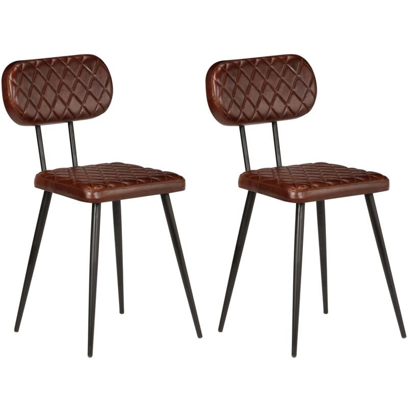 

Sillas de comedor 2 unidades cuero auténtico marrón