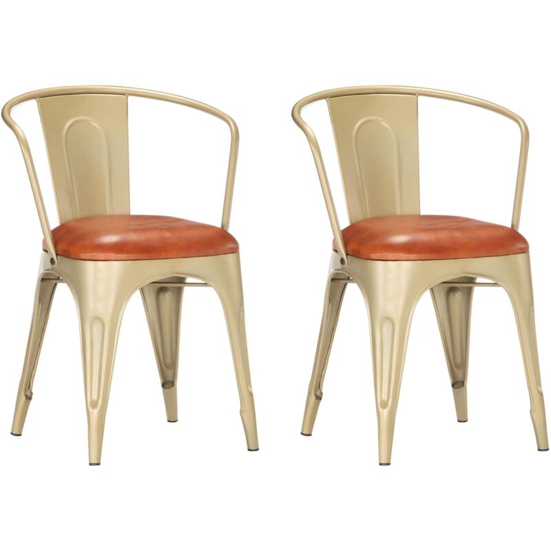 

Sillas de comedor 2 unidades cuero auténtico marrón - Marrón