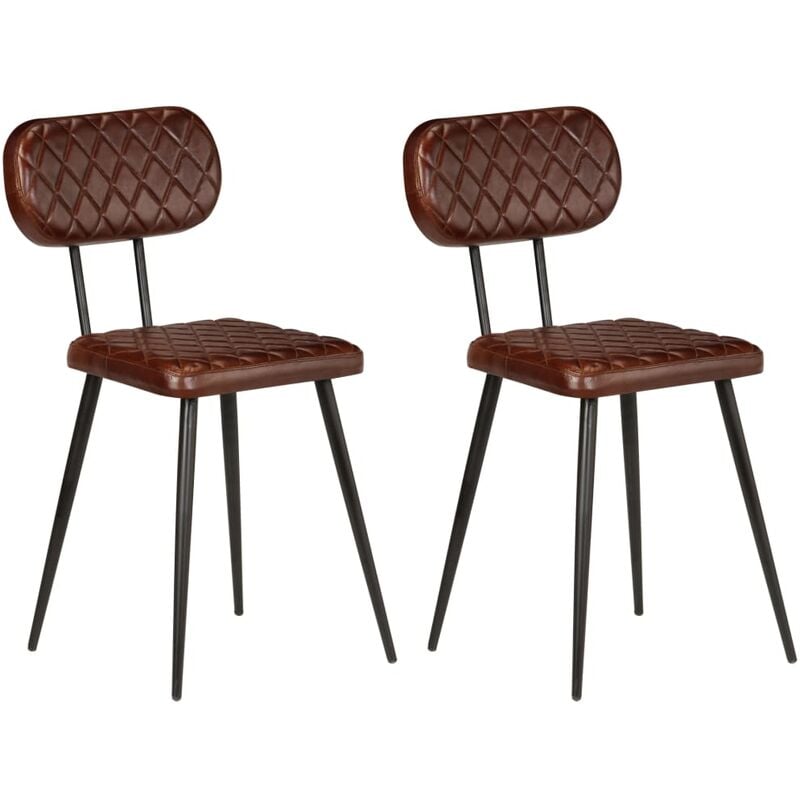 

Sillas de comedor 2 unidades cuero auténtico marrón - Marrón
