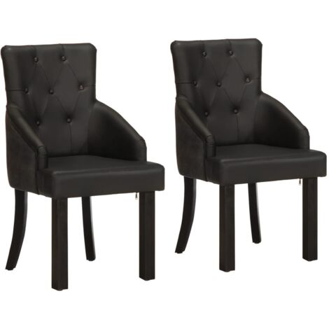 Sillas de comedor 2 unidades cuero de cabra auténtico negro vidaXL