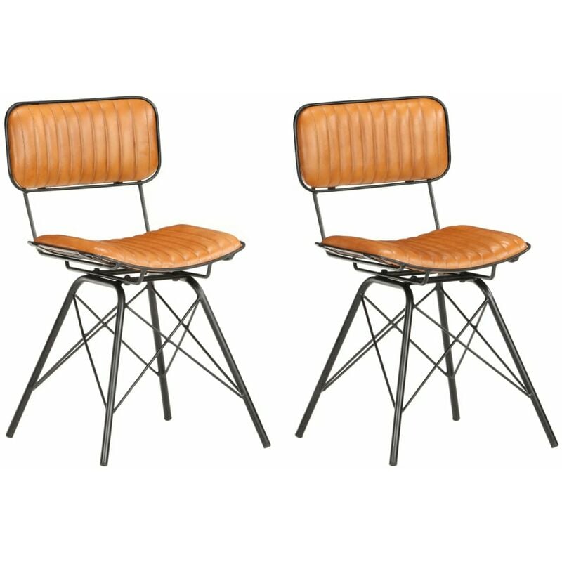 

Sillas de comedor 2 unidades cuero de cabra negro y marron