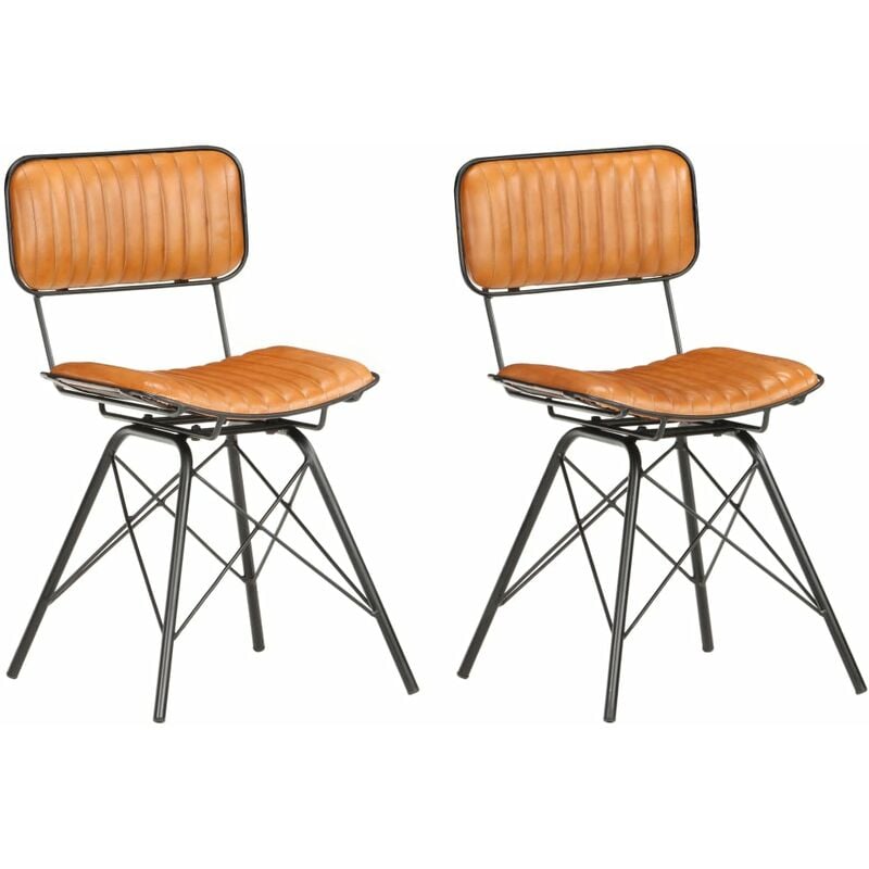 

Sillas de comedor 2 unidades cuero de cabra negro y marrón