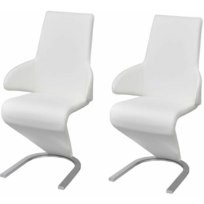 

Happyshopping - Sillas de comedor 2 unidades cuero sintetico blanco