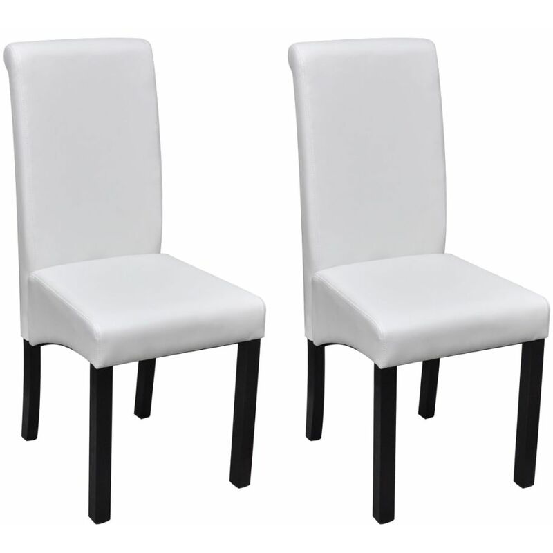 

Sillas de comedor 2 unidades cuero sintético blanco