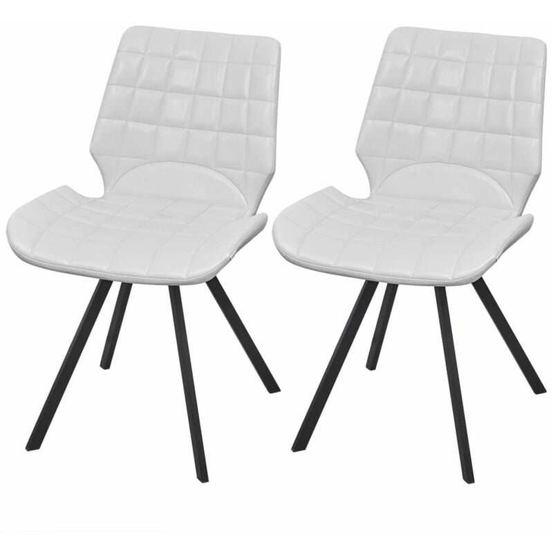 

Sillas de comedor 2 unidades cuero sintético blanco