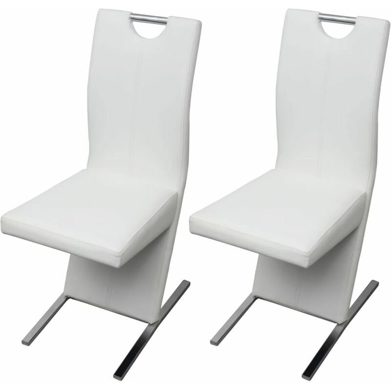 

Sillas de comedor 2 unidades cuero sintético blanco