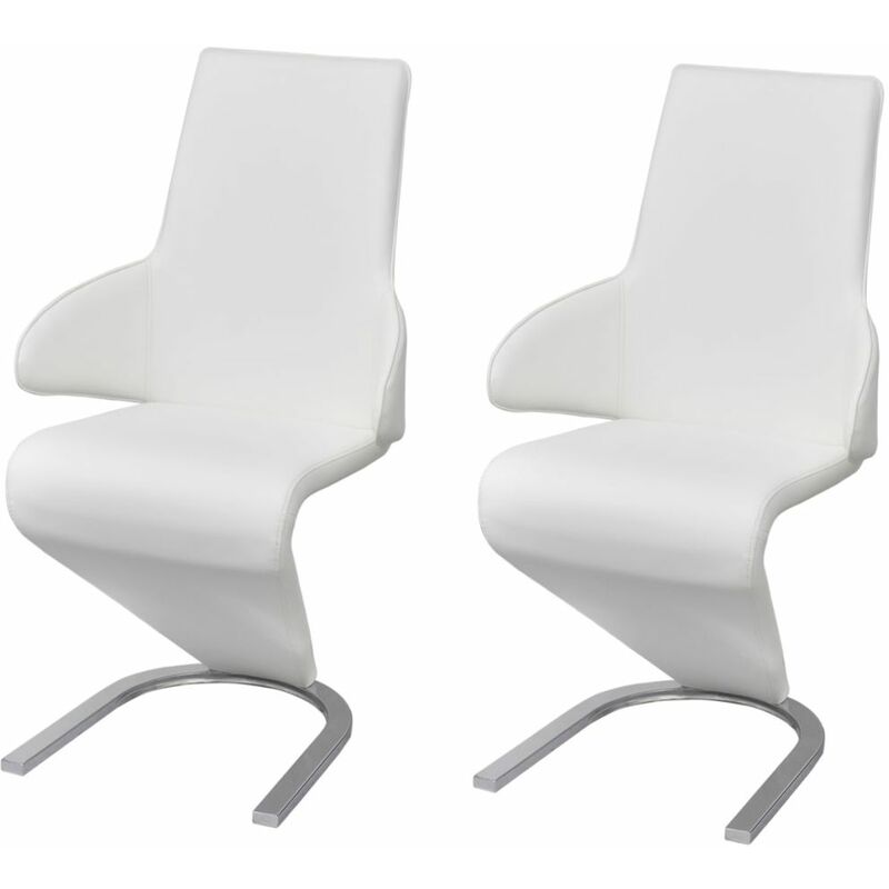 

Sillas de comedor 2 unidades cuero sintético blanco