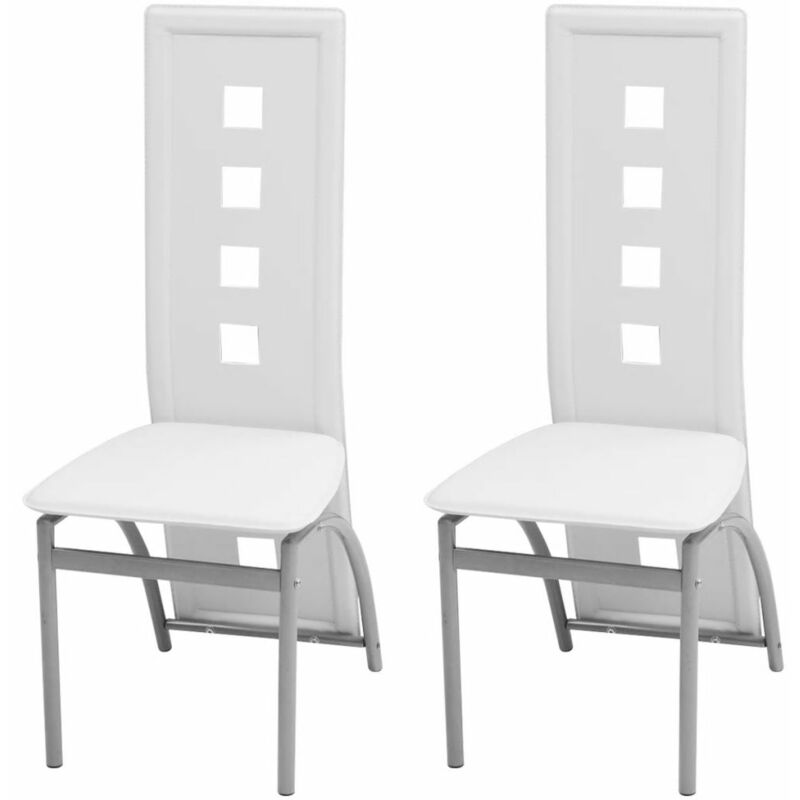

Sillas de comedor 2 unidades cuero sintético blanco