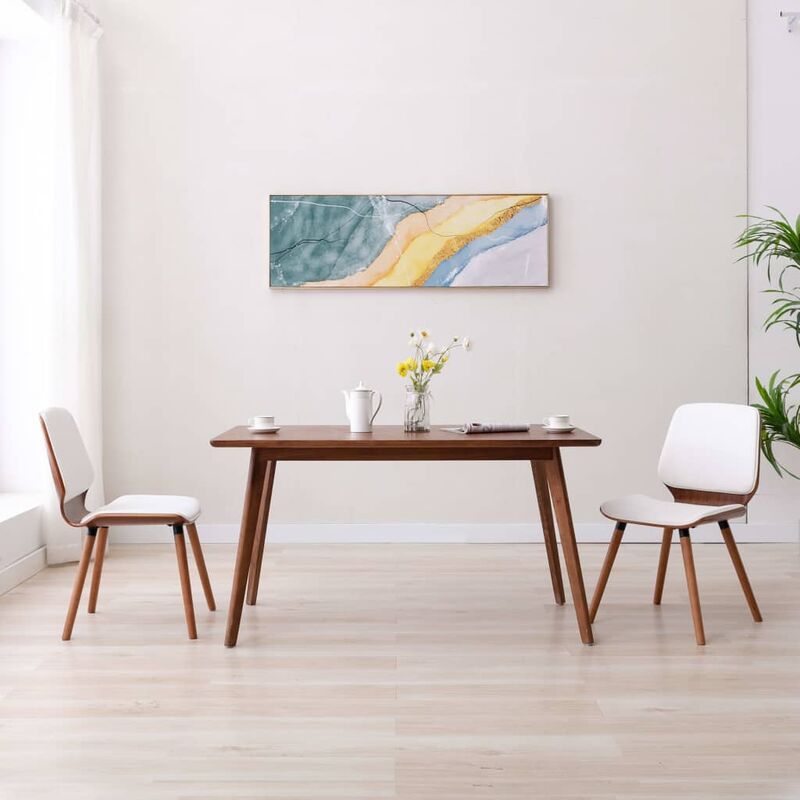 

Sillas de comedor 2 unidades cuero sintético blanco