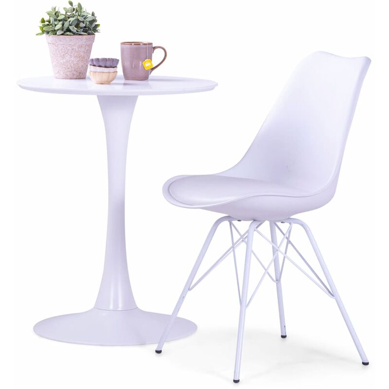 

Sillas de comedor 2 unidades cuero sintético blanco