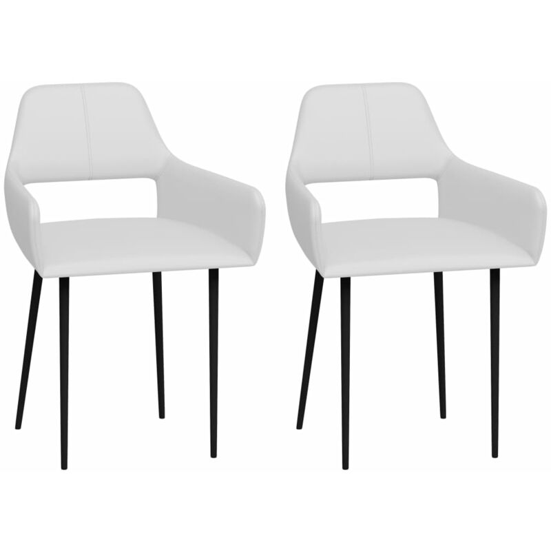 

Sillas de comedor 2 unidades cuero sintético blanco