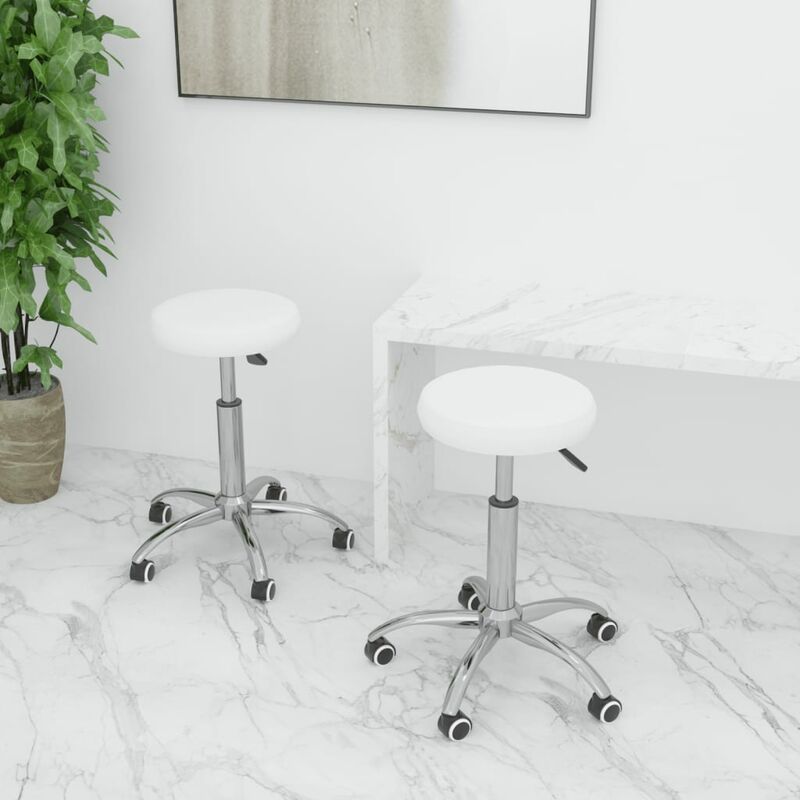 

Sillas de comedor 2 unidades cuero sintético blanco