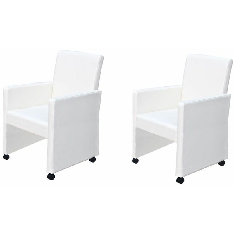 

Sillas de comedor 2 unidades cuero sintético blanco