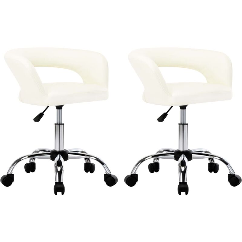 

vidaXL Sillas de Comedor 2 Unidades Cuero Sintético Blanco - Blanco