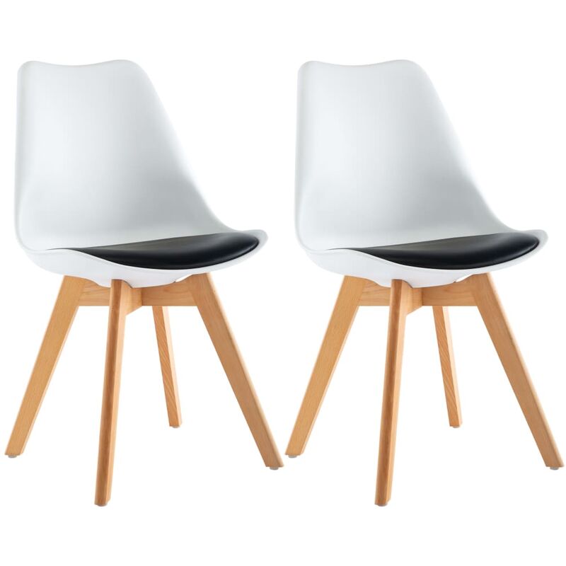 

Happyshopping - Sillas de comedor 2 unidades cuero sintetico blanco y negro