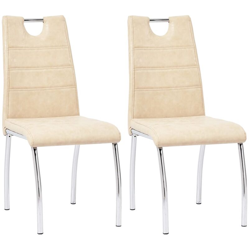 

Sillas de comedor 2 unidades cuero sintético color crema